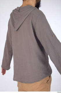 Turgen casual dressed grey linen hooded shirt upper body 0006.jpg